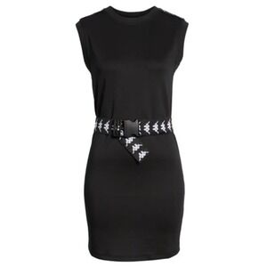 Kappa Logo Belt Mini Dress Size Extra Small Black Athleisure Sporty Streetwear